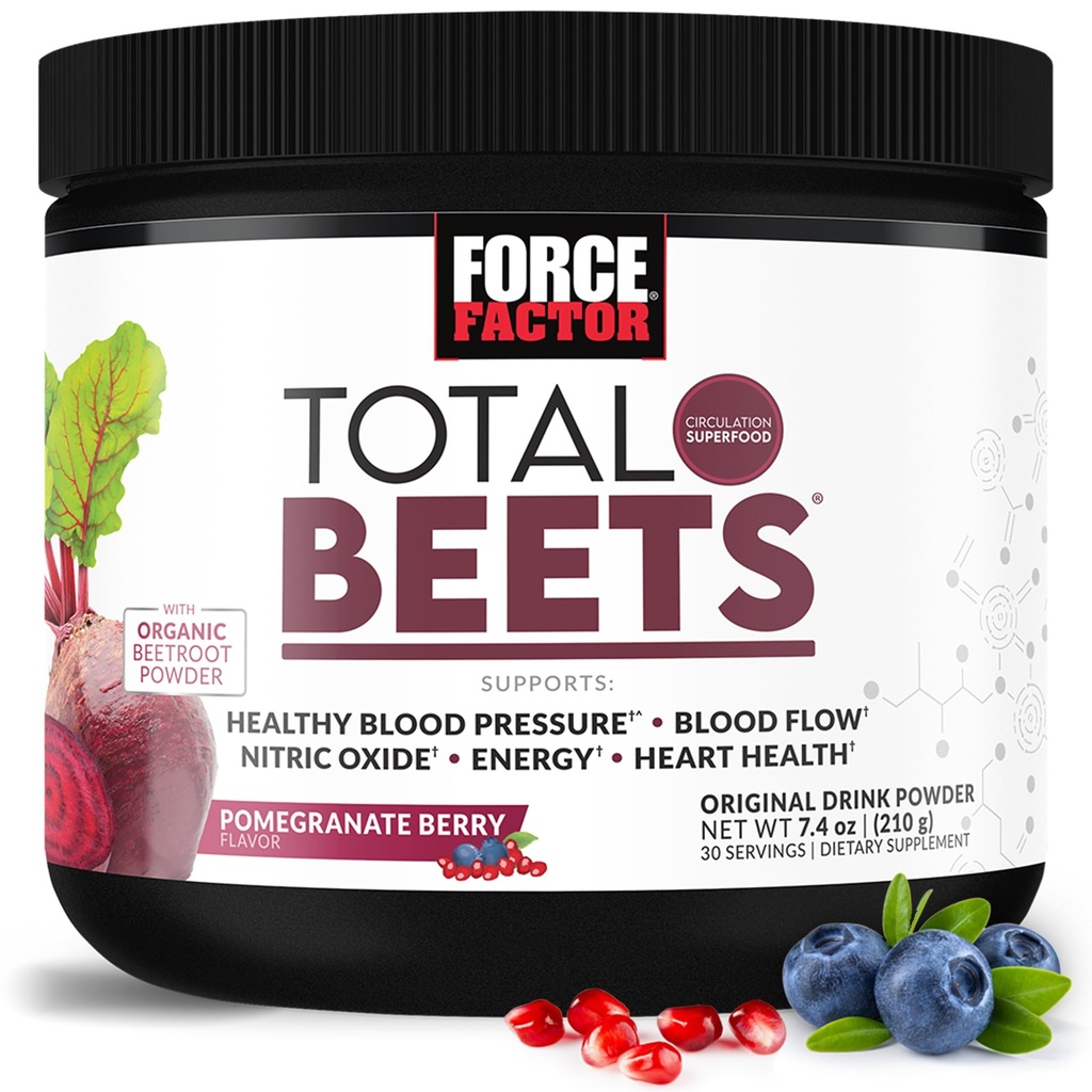 힘 요인 총 사탕 음료 혼합 Superfood 분말 Nitrates 지원 순환, 혈액 흐름, 질소 산화물, 에너지, 내구시간 및 체력, 심장 혈관 심장 건강 보충교재, 30의 서빙