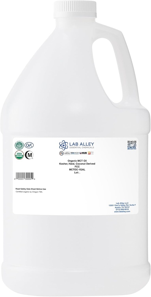 실험실 Alley MCT 오일, USDA 유기 코코넛, 코셔 인증, 할랄, 비 GMO - 1 갤런