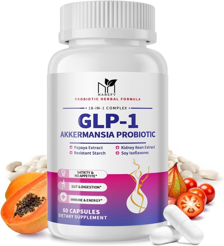 여성 및 남성을위한 Akkermansia Probiotic 보충, Digestive, Gut 건강, 에너지, 전반적인 건강, Soy lsoflavones, Bromelain, 60 캡슐을 가진 소화 보충교재