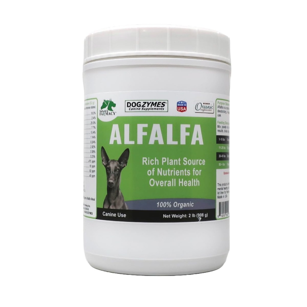 Dogzymes Organic Alfalfa - Anemia, Fighting Arthritis 및 Overly-Acidic Urine의 모든 것을 돕는 비타민과 무기물의 풍부한 소스 및 Bladder Infections (2 파운드)