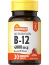 Sundance 빠른 용해 비타민 B-12 | 6000mcg | 30 정제 | 천연 베리 맛 | 채식주의, 비 GMO 및 글루텐 무료 보충
