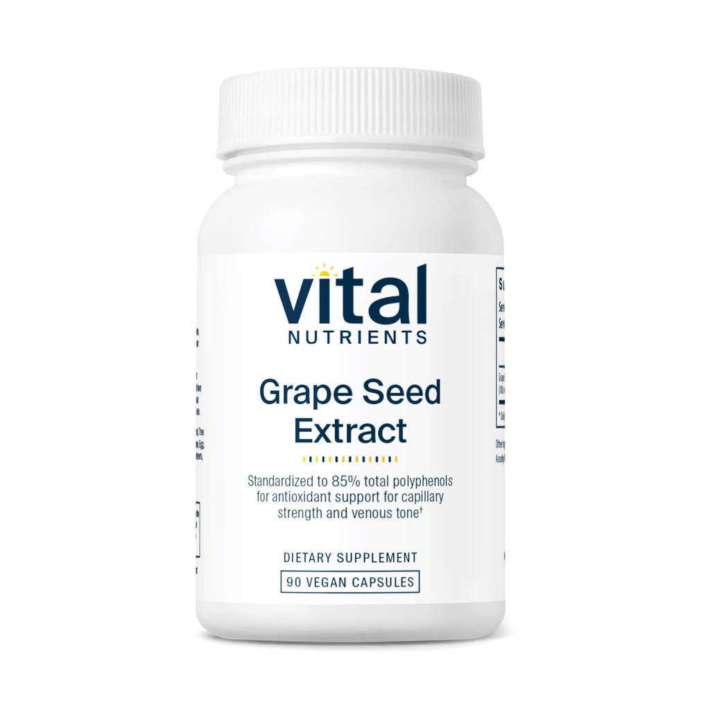 Vital Nutrients 포도 씨앗 추출물 100mg | 순환, 모세관 및 정맥 건강에 대한 잠재적 인 산화 및 지원 | 글루텐, 낙농, 콩 무료 | 비 GMO | 90 캡슐