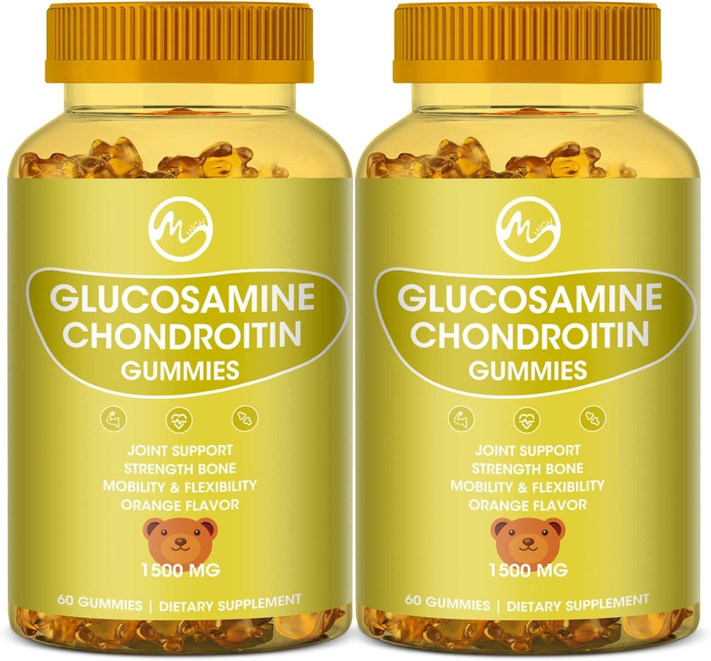 MSM을 가진 Glucosamine Chondroitin Gummies - 합동 지원을 위한 1500mg 여분 힘, Immune 지원 - 성인, 남자 & 여자, 60의 조사, 2의 팩