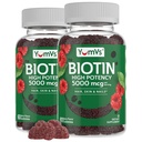 YumVs Biotin Gummies 5000mcg - Luscious Raspberry flavor - 여성 또는 남성을위한 더 두꺼운 패스너 헤어 성장 구미 - 헤어, 피부 및 손톱 비타민 - 헤어 거미 - 채식 Biotin 보충교재 (60 Ct., 2pk)