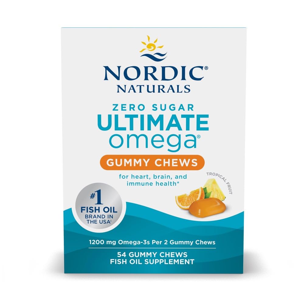 Nordic Naturals Zero Sugar Ultimate Omega Gummy Chews - 열대 과일 - 54 Gummy Chews - Non GMO - Optimal Wellness - 27 서빙