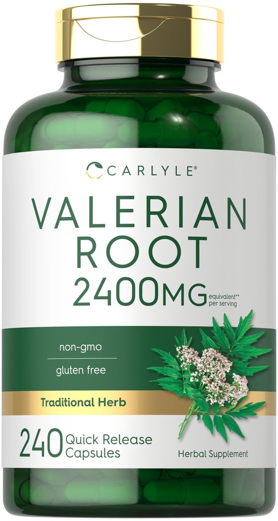 Carlyle Valerian Root Capsules 2400mg | 240 Count | 허브 추출물 보충교재 | Non-GMO, 글루텐 프리