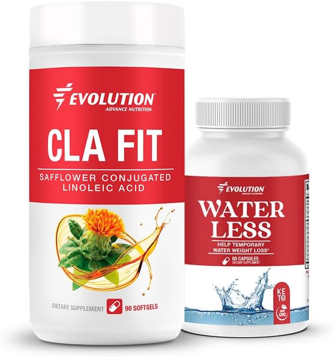 진화 진보 된 스포츠 영양 CLA 적합 – Safflower Conjugated Linoleic 산 보충교재, 지원 Lean 근육 질량, 촉진 에너지 (90 Softgels) + 물 덜 – 감소 물 보유 (60 캡슐)