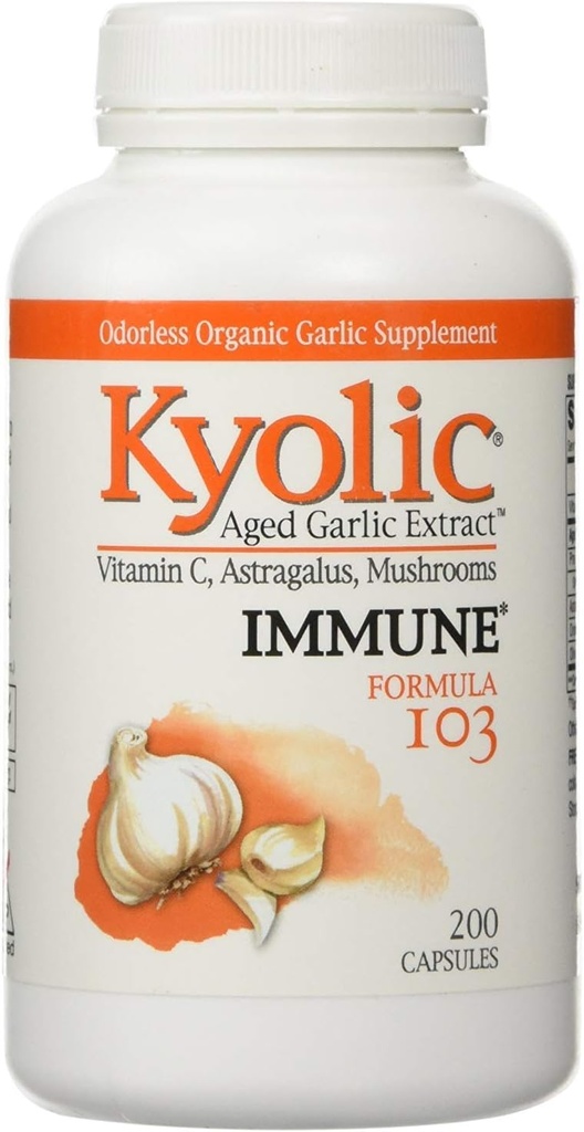 Kyolic - 공식 103 비타민 C, Astragalus, 버섯과 마늘 추출물 - 200 캡슐, 2 팩