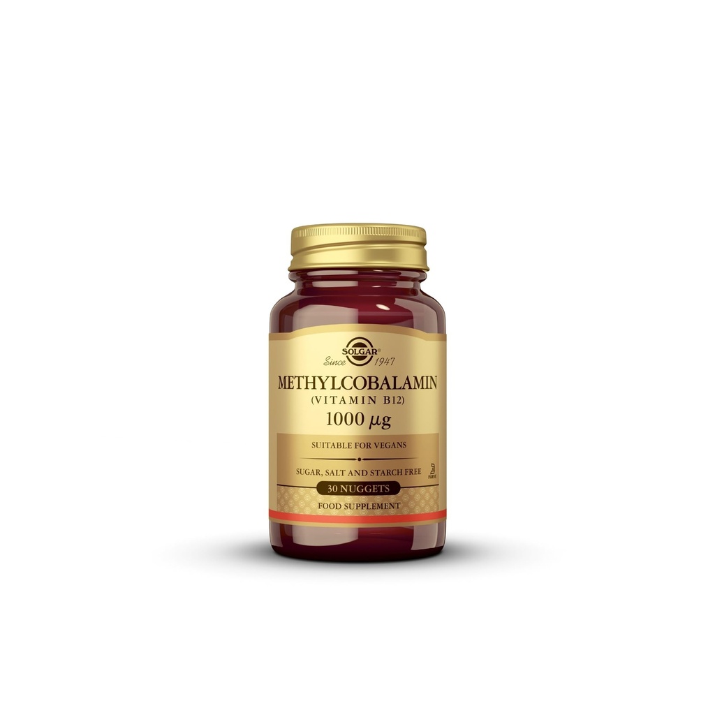 Solgar Methylcobalamin (비타민 B12) 1000 mcg, 30 Nuggets - 지원 에너지 대사 - 몸 읽기, B12의 활성 형태 - 비타민 B - 비 GMO, 비건, 글루텐, 낙농장 무료, 코셔 - 30 서빙