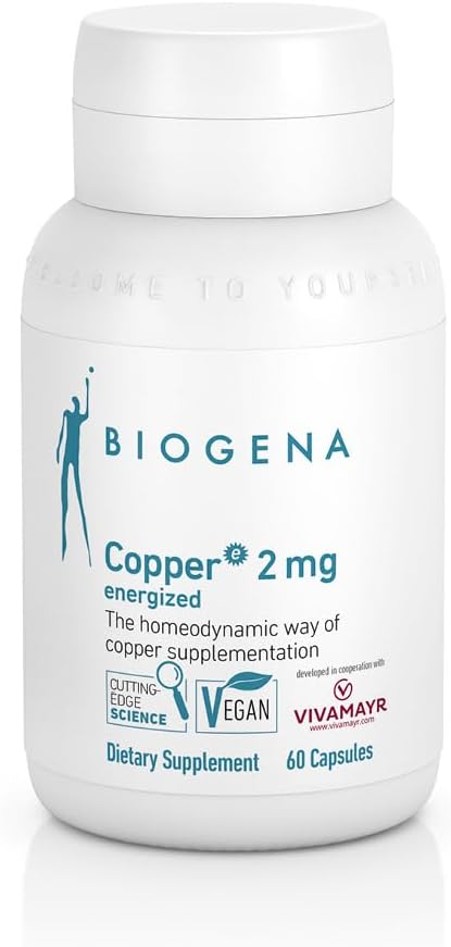 Biogena 구리 2 mg Energized - 쉽게 흡수하고 잘 투여 된 시트레이트 양식 - 60 캡슐