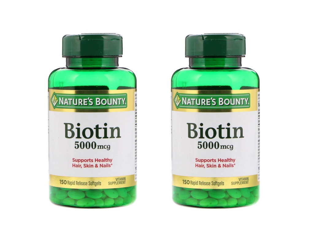 2개의 성격의 Bounty® Biotin 5000 mcg, 150 Softgels의 세트