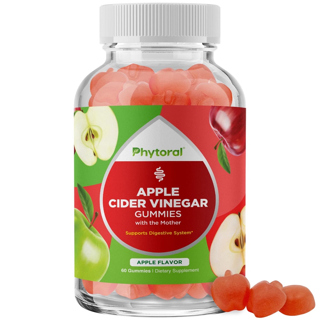 Apple Cider Vinegar Gummies with Mother - Immune Support Digestion Gut Health and Energy Support Supplement의 성인을위한 ACV Gummies - Apple Cider Vinegar Gummy 비타민 성인