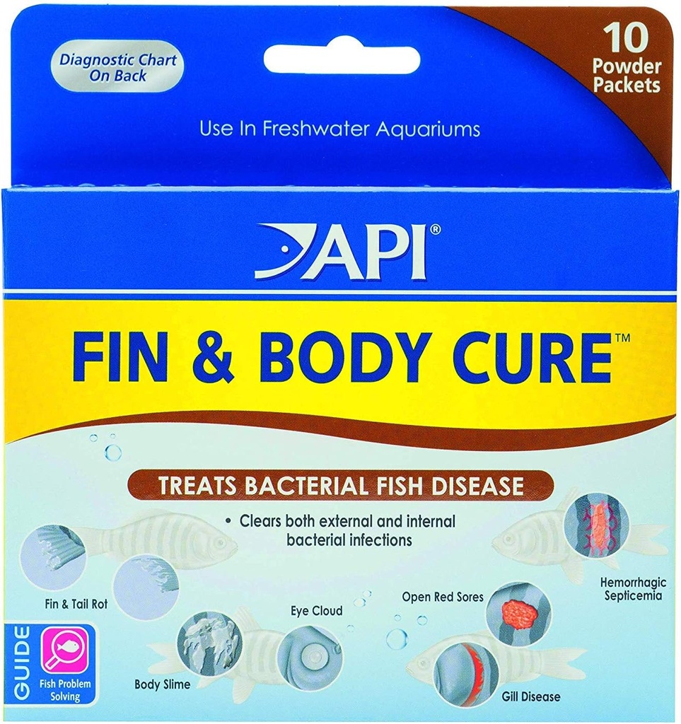 Bacterial 질병의 처리를 위한 탄미익과 몸 치료 Freshwater 물고기 약물 분말의 API 2 팩은, 몸 Slime, 눈 구름, 탄미익 및 꼬리 돌고, Gill 질병 (10-Count) (2개의 품목)를 대우합니다