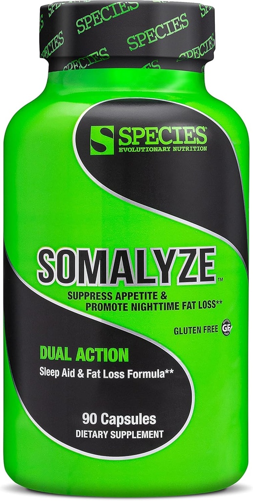 Species 영양 Somalyze 자극제는, GABA와 Melatonin, 글루텐 자유로운 모자, 90의 캡슐을 가진 Appetite 억제제 해방합니다