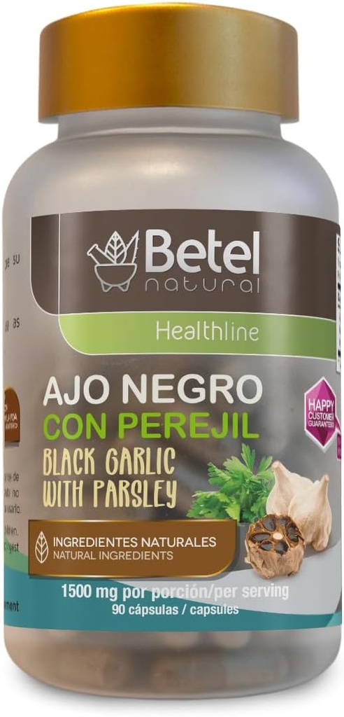 Betel 자연적인 AJO Negro con Perejil/파슬리와 카이엔 캡슐 유력한 Superfood - 1500 mg 사기를 가진 까만 마늘