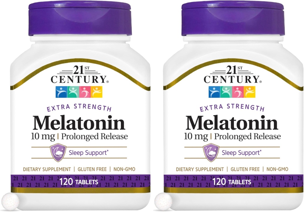 21세기 Melatonin 10 Mg는 방출, 120의 조사 (2의 포장)를 머리말을 붙였습니다