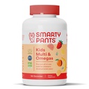SmartyPants Kids Multivitamin Gummies : 오메가 3 생선 기름 (EPA / DHA), 비타민 D3, C, 비타민 B12, B6, A, K & 아연 Immune 지원, Biotin, 글루텐 무료, 세 과일 맛, 120 조사 (30 일 공급)