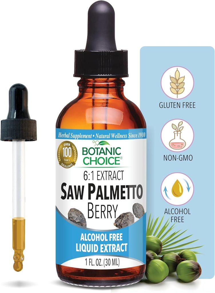 Botanic Choice Saw Palmetto Berry 알코올 무료 액체 추출, 1 유체 Ounce