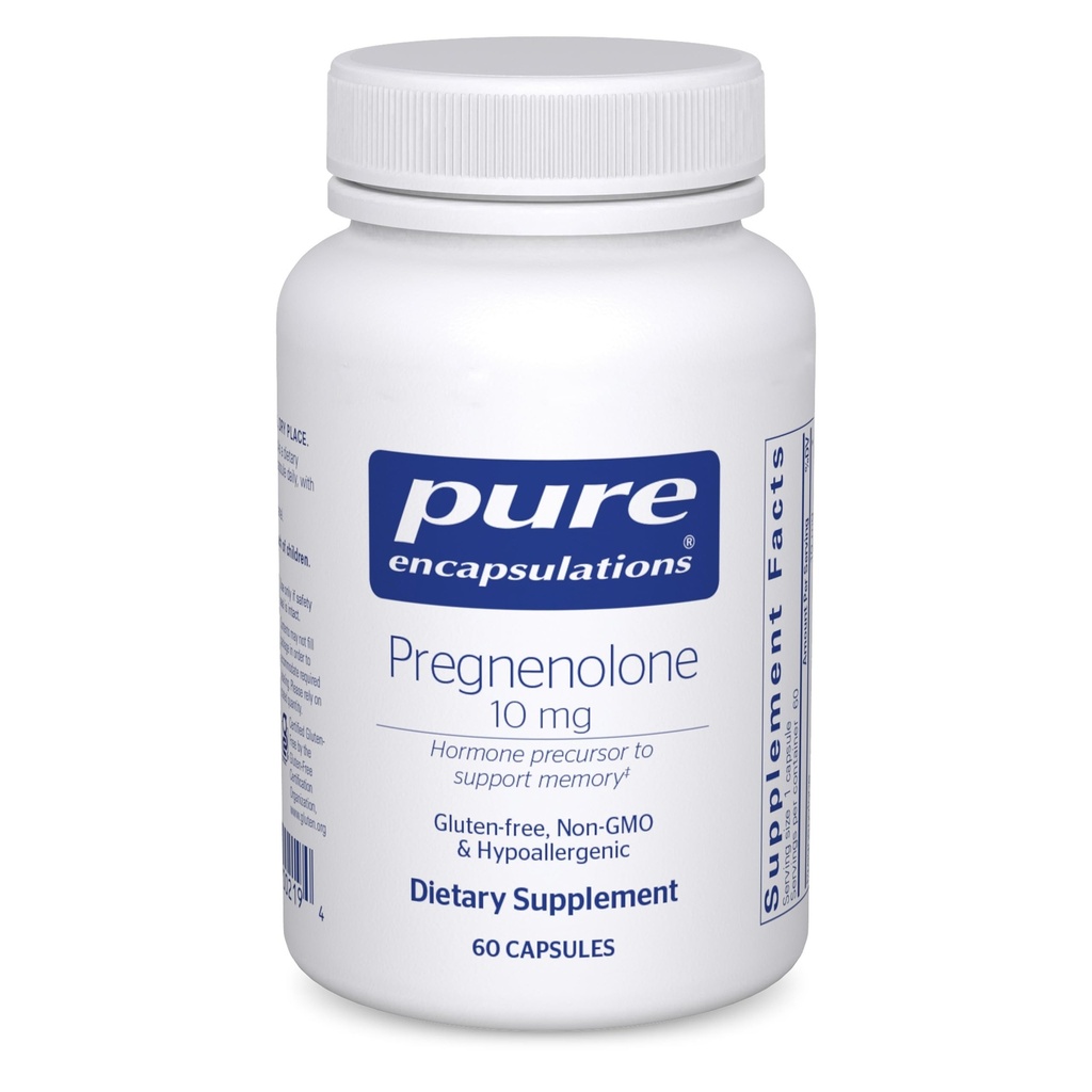 순수한 캡슐에 넣기 Pregnenolone 10 mg - 지원 기억 & 호르몬 균형* - 호르몬 전구 - 글루텐 자유로운 & 비 GMO - 60의 캡슐
