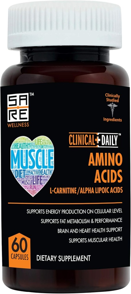 CLINICAL DAILY Acetyl L Carnitine - 알파 Lipoic 필수 아미노산은 여자, 남자 또는 Elderly- ALCAR ALA Complex를 위한 캡슐을 보충합니다 대사, 뇌, 심장, & 근육 건강 60 알약을 밀어줍니다