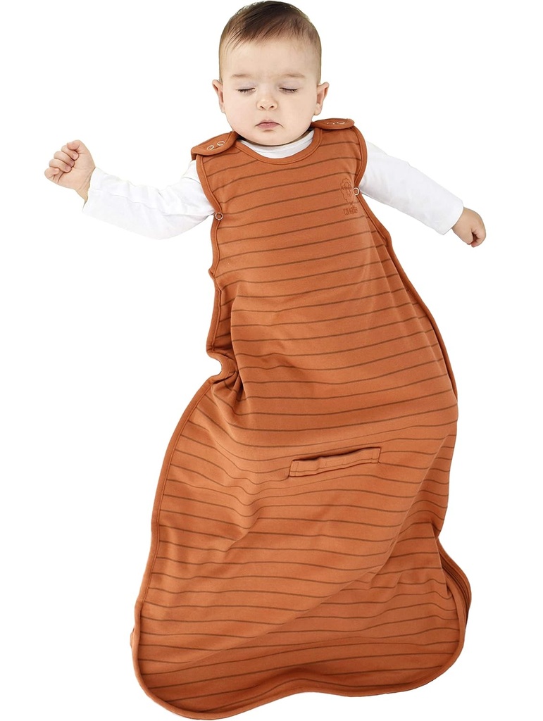 Woolino Merino Wool 및 Organic Cotton Ultimate Sleep Sack - 4 시즌 - 2 웨이 지퍼 조절 가능한 수면 가방 - 아기를위한 보편적 인 크기 수면 부족 (2-24 개월) - Rust
