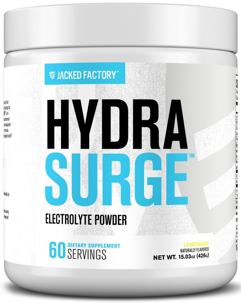 Jacked Factory HYDRASURGE Electrolyte Powder - Hydration Supplement w / Key Minerals, Himalayan Sea Salt, 코코넛 워터 - Keto Friendly, Naturally Sweetened - 60 서빙, 레몬