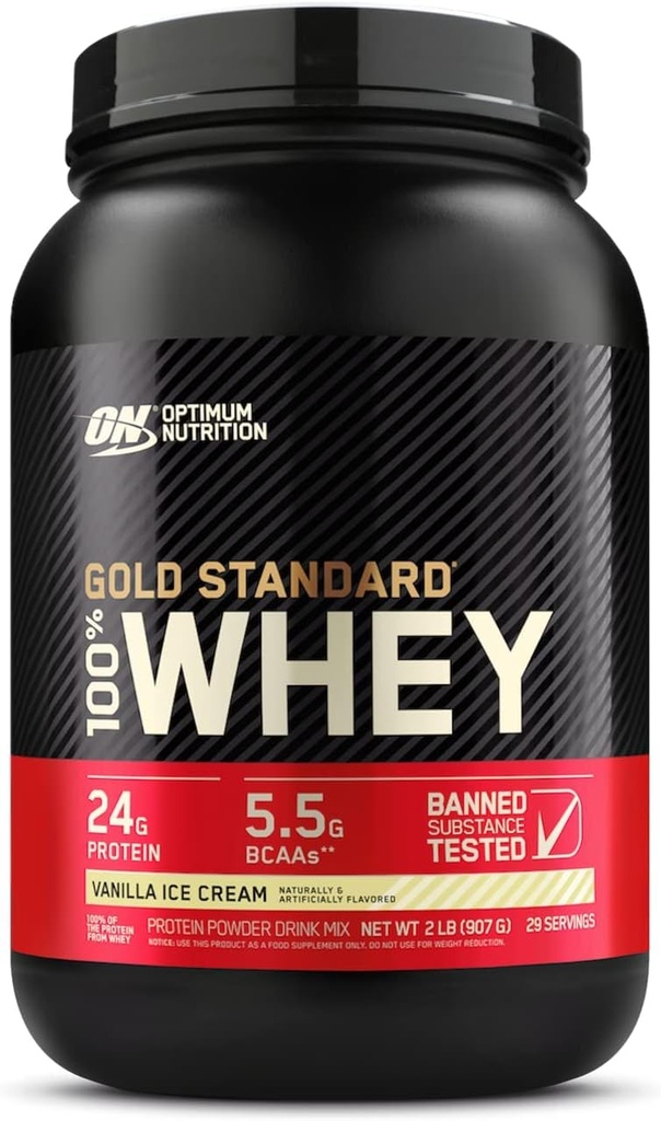 최적 영양 100 % Whey 골드 표준, 바닐라 아이스크림, 2 파운드