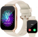 여성 남성용 RUIMEN Smart Watches (Answer/Make Calls, 2 밴드 포함), 1.8" 스마트 워치 iOS / 안드로이드 폰, 피트니스 트래커 하트 비율 / 슬립 모니터 디지털 시계 방수 유백색 이름 *