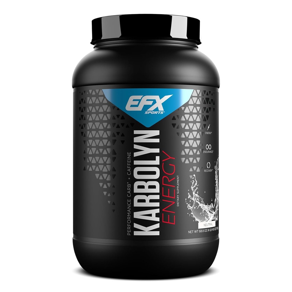 EFX 스포츠 Karbolyn 에너지 | 성능 탄수화물 분말 + 카페인 | 캐비넷 로드 및 Energize | 250mg 카페인 | 슈가프리 | 38 인분 (중)