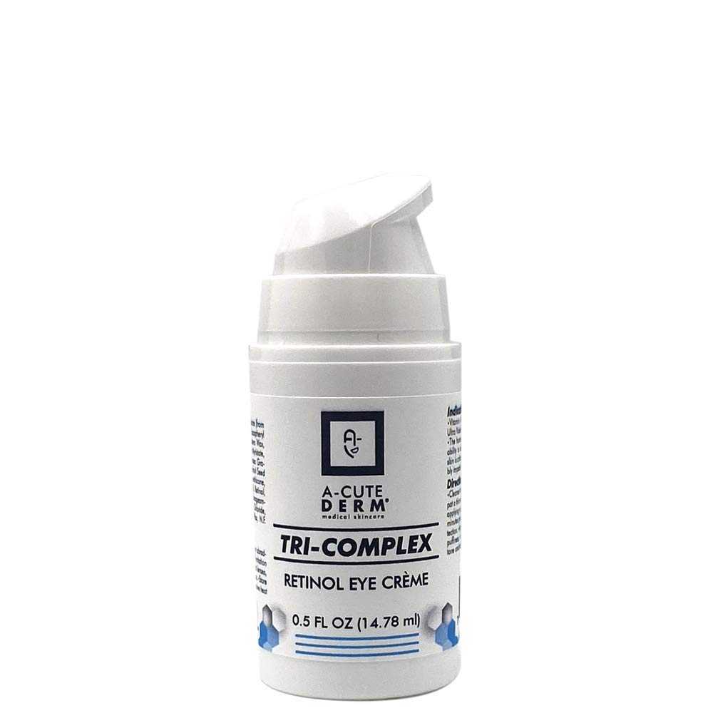 A-Cute Derm Tri-Complex Retinol Eye Crème - Retinol, 비타민 C 및 E와 함께 아이 크림을 습격 - 미세 라인의 외관을 부드럽게 - 0.5 oz