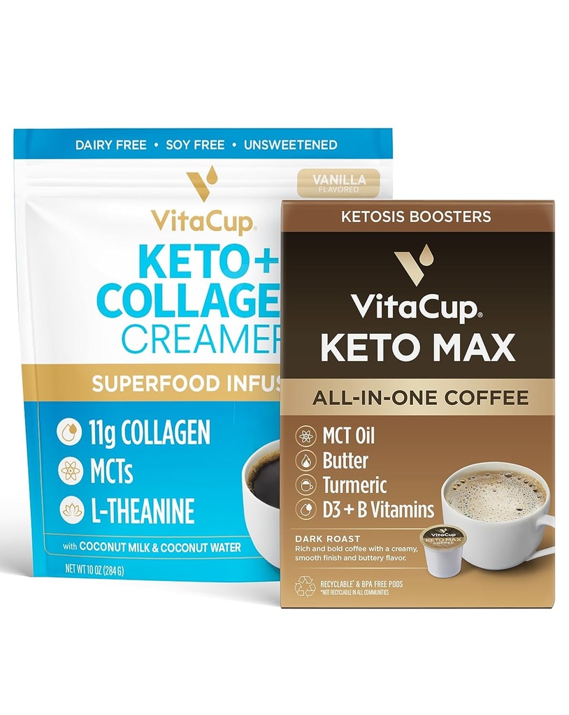 VitaCup Keto 최대 커피 포드 18ct & Keto 크림 10oz