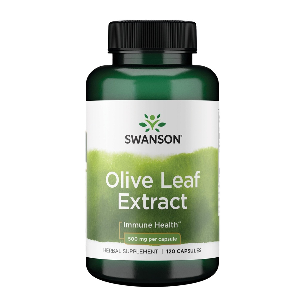 Swanson Olive Leaf Extract Capsules with 20% Oleuropein - 면역 지원 제공, 심혈관 시스템 건강 증진, 건강한 혈압 지원 - (120 캡슐, 500mg 각각)