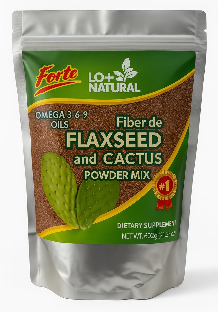 Linaza con Nopal Forte – 8 oz – 100 % 천연 Flaxseed & Nopal Cactus Powder – Fiber-Rich Digestive Support – Ground Blend Dietary Supplement – 비 GMO