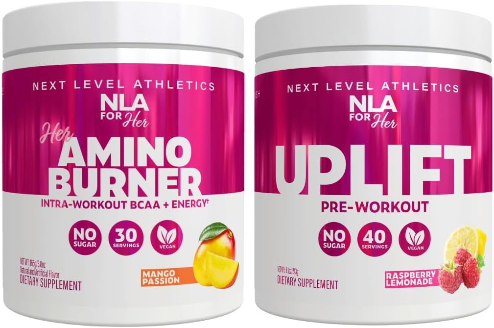 NLA for Her Pre/Intra Workout Stack (Her Thermogenic Amino Mango Passion and Uplift Pre Workout Raspberry Lemonade 포함)