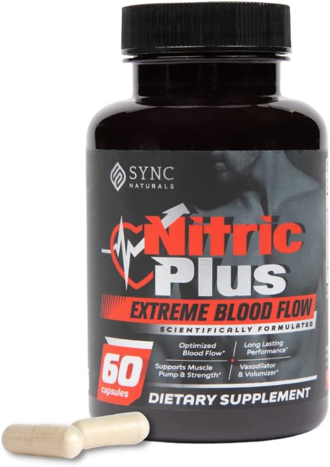 Nitric Plus- 800mg L Arginine- 400mg L Citrulline- Extra Strength Nitric Oxide Pills | 30mg Niacin - 고성능 운동 | 남성과 여성을위한 산화 질소 보충제| 60 Count