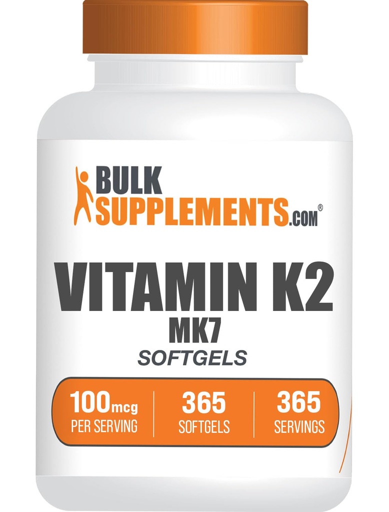 BulkSupplements.com 비타민 K2 Softgels - 비타민 K2 MK7, 비타민 보조제 - 글루텐 무료, 서빙 당 1 Softgel, 365 개 (팩 1)