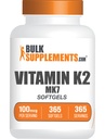 BulkSupplements.com 비타민 K2 Softgels - 비타민 K2 MK7, 비타민 보조제 - 글루텐 무료, 서빙 당 1 Softgel, 365 개 (팩 1)