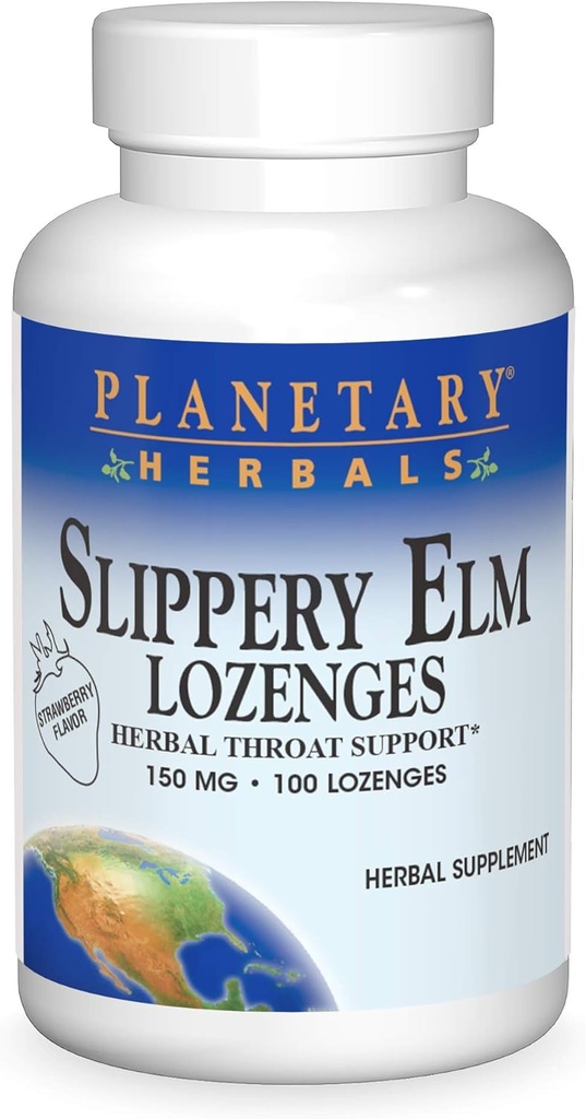 행성 초본 Slippery Elm Strawberry Lozenges, 초본 Throat 지원, 100 Lozenge