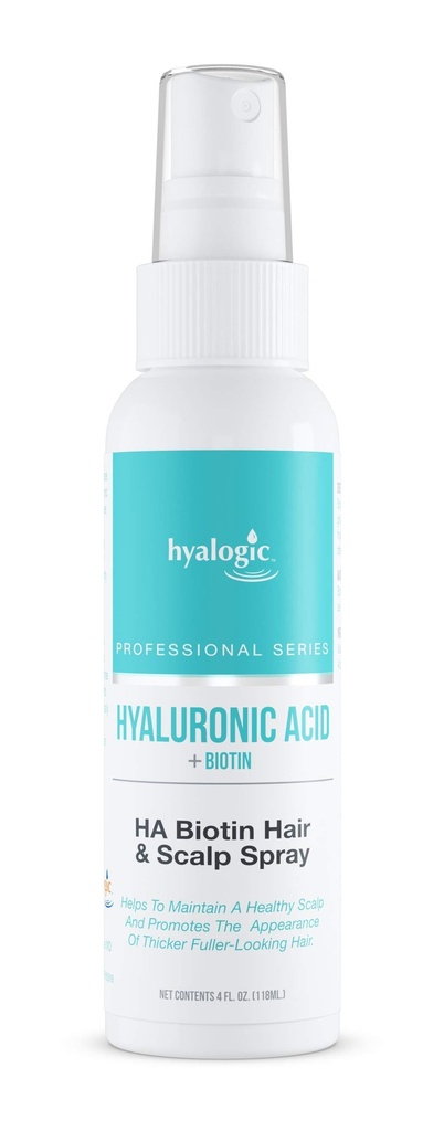 Hyalogic Biotin Hair growth Spray with Hyaluronic Acid - 모발을 희게하는 전문 헤어 제품 - 건강한 Scalp Hydration, Non-Greasy, Volumizing Hair Product (4 Fl oz)