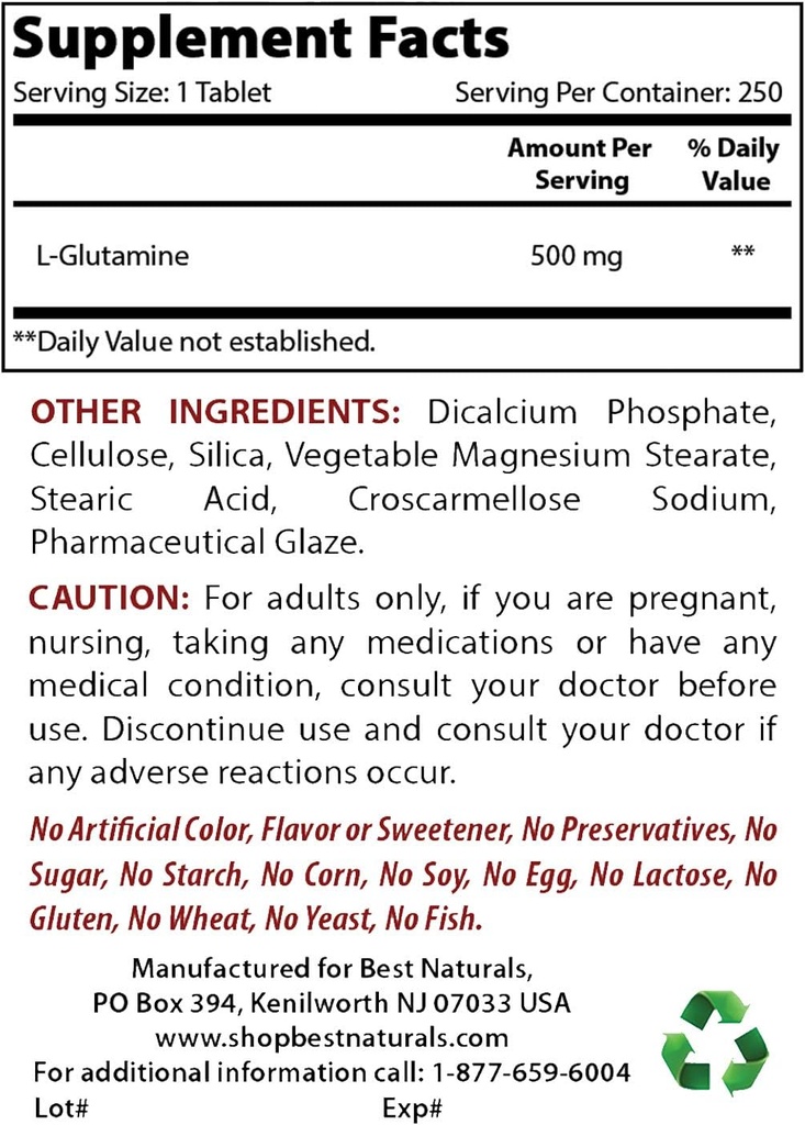 제일 자연적인 L 글루타민 500 mg & L 크리스탈 1500 mg