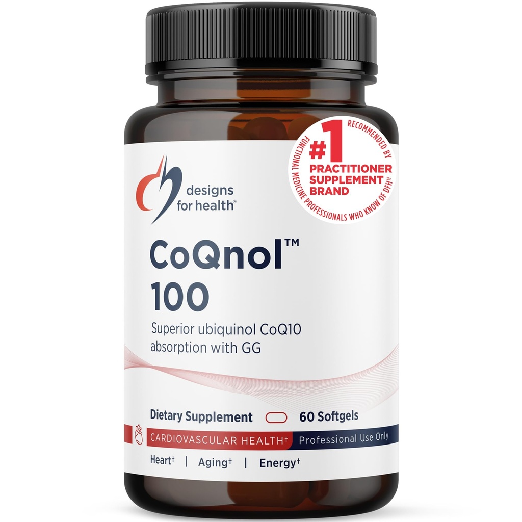 건강 CoQnol 100mg을 위한 디자인 - 우량한 Bioavailability + 독점적인 흡수 기술을 가진 CoQ10 Ubiquinol - GG를 가진 두 배 CoenzymeQ10 부스트 - 심장, 건강한 시효 + 세포 지원 (60 Softgels)