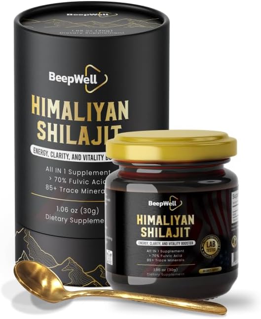 일반 BeepWell Shilajit 수지 - 순수 유기 Himalayan Shilajit 천연 수지 남성 여성 Chilajil 70 % Fulvic 산 85 + 추적 미네랄 60 서빙 1.06 온스