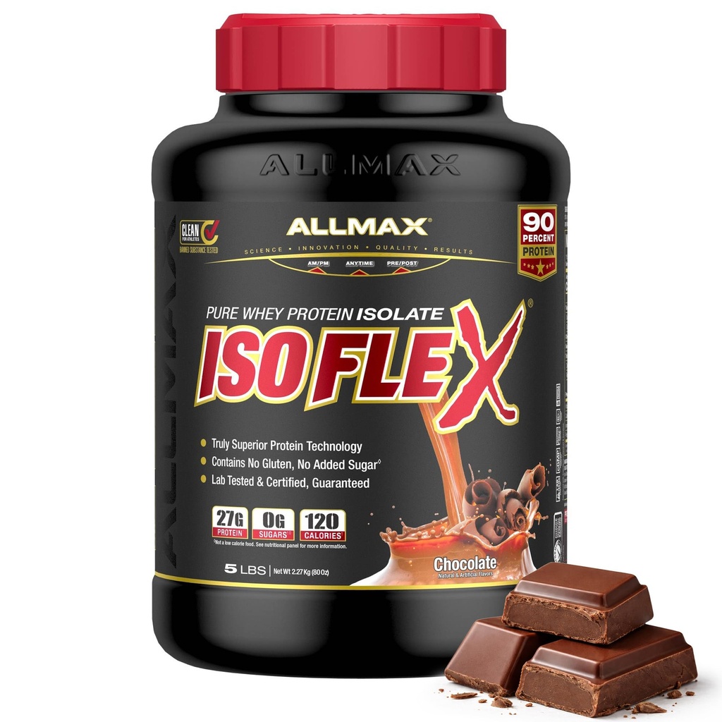 ALLMAX 영양 - ISOFLEX Whey Protein Powder, Whey Protein Isolate, 27g Protein, 초콜릿, 5 파운드