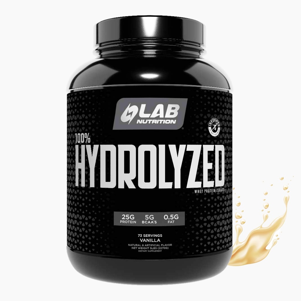 100% Hydrolyzed Whey Protein Isolate (5 파운드, 바닐라 맛) 단백질 25gr, 근육, 린 근육 성장, 쉬운 소화, 글루텐 무료, 락토스 무료, 빠른 흡수.