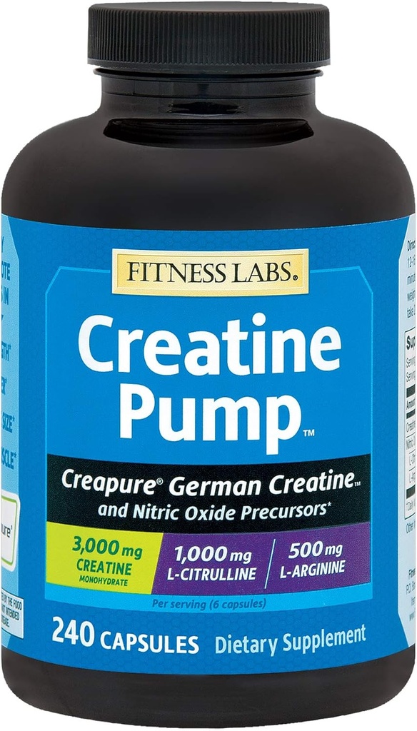 L-Citrulline, L-Arginine 및 Creapure Creatine Monohydrate와 피트니스 랩 크레아틴 펌프 - 240 캡슐