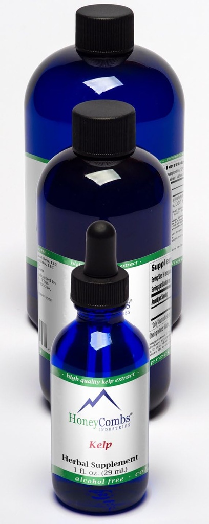 허니콤 8oz. Kelp – 뇌, 소화, 동맥, 머리, 심장 및 더 많은 지원 – 알코올 자유로운 액체 추출물