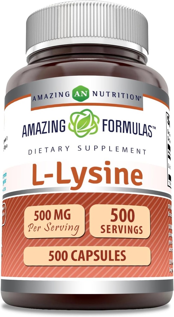 Amazing Formulas L-Lysine 500 mg 캡슐 아미노산 보충 | Non-GMO | 글루텐 무료 | 미국에서 제작 (500 개)