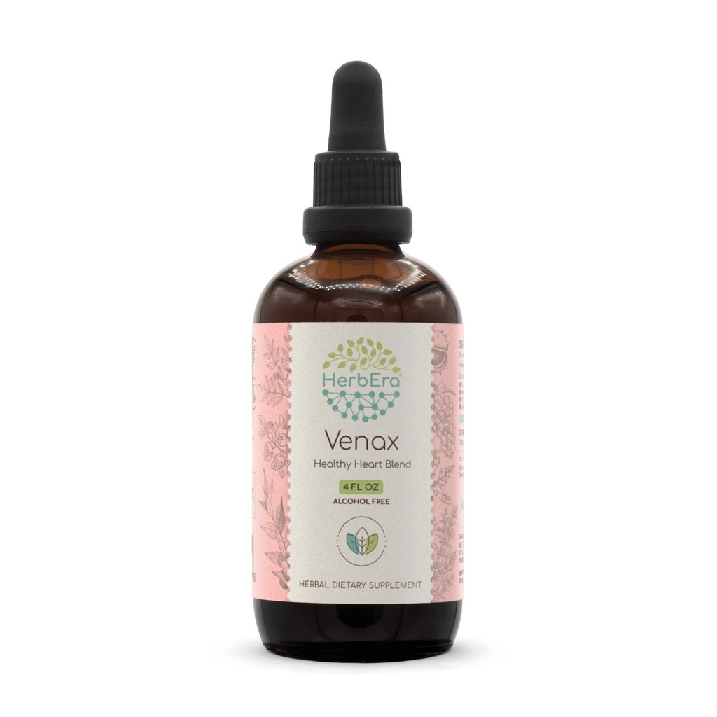 HerbEra Venax B120 알코올 무료 추출물 아연, 농축 액체 드롭 : Butcher 's Broom Root, Horse Chestnut Nut, Rosemary Leaf, Prickly Ash Bark, Bilberry Leaf, 포도 Seed. 돌 뿌리. 4 Oz