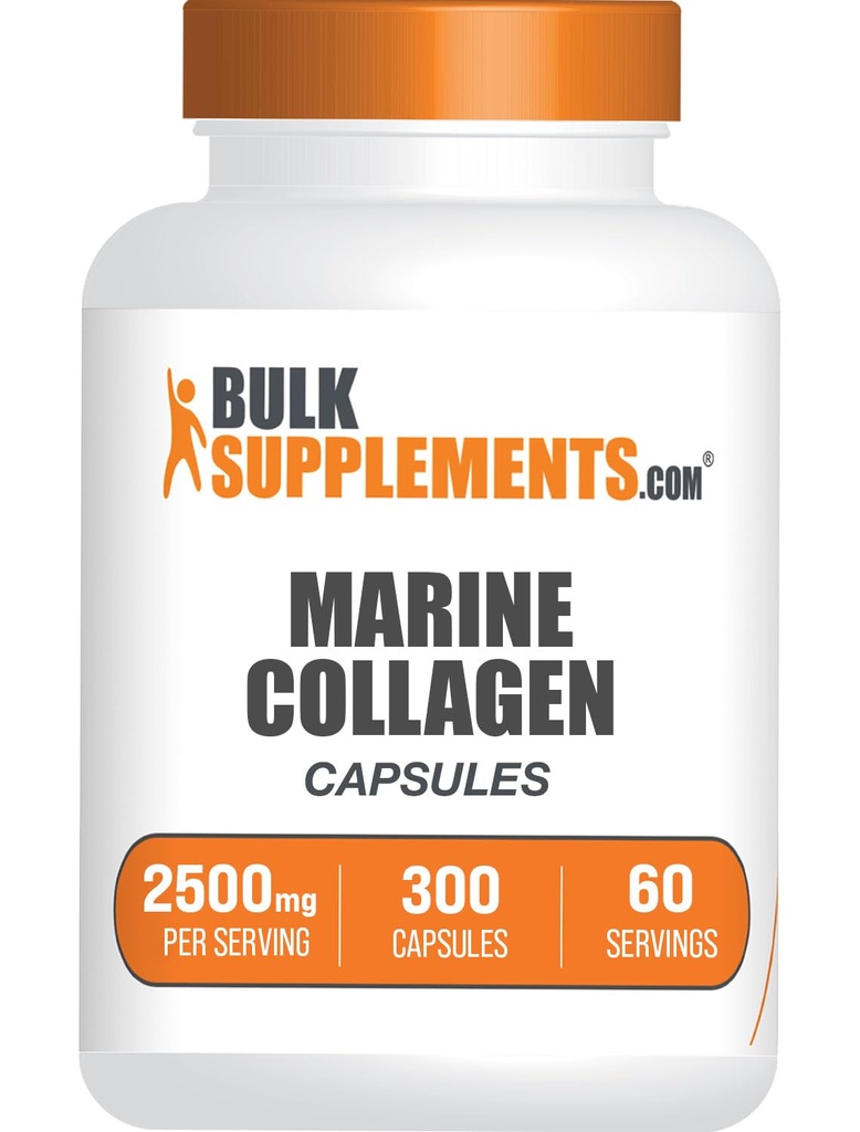 BulkSupplements.com 바다 교원질 캡슐 - 물고기 교원질 보충교재, 여자 & 남자를 위한 교원질 - 가수분해된 교원질, 글루텐 자유로운, 서빙 당 5개의 캡슐, 300의 캡슐 (팩 1)