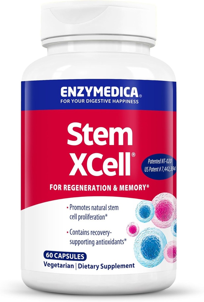 Enzymedica, Stem XCell, Enzyme 및 뇌 및 세포 건강, 60 캡슐에 대한 산화 지원